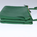 CELINE Trio Shoulder Bag Leather Green Gold Auth mr962-5