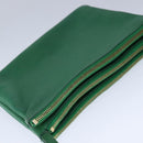 CELINE Trio Shoulder Bag Leather Green Gold Auth mr962-6