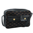 CELINE Macadam Canvas Shoulder Bag Suede Leather Navy Auth mr965-1