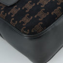 CELINE Macadam Canvas Shoulder Bag Suede Leather Navy Auth mr965-11