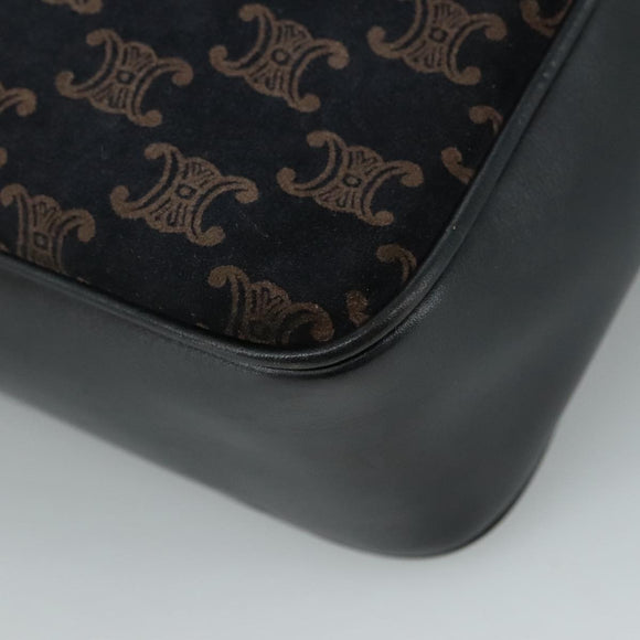 CELINE Macadam Canvas Shoulder Bag Suede Leather Navy Auth mr965