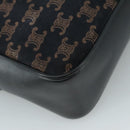 CELINE Macadam Canvas Shoulder Bag Suede Leather Navy Auth mr965-13