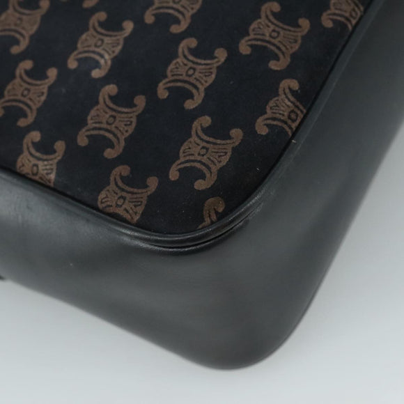 CELINE Macadam Canvas Shoulder Bag Suede Leather Navy Auth mr965