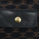 CELINE Macadam Canvas Shoulder Bag Suede Leather Navy Auth mr965-14