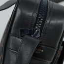 CELINE Macadam Canvas Shoulder Bag Suede Leather Navy Auth mr965-16