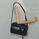 CELINE Macadam Canvas Shoulder Bag Suede Leather Navy Auth mr965-22