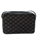 CELINE Macadam Canvas Shoulder Bag Suede Leather Navy Auth mr965-3