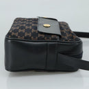 CELINE Macadam Canvas Shoulder Bag Suede Leather Navy Auth mr965-4