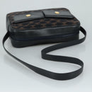 CELINE Macadam Canvas Shoulder Bag Suede Leather Navy Auth mr965-7