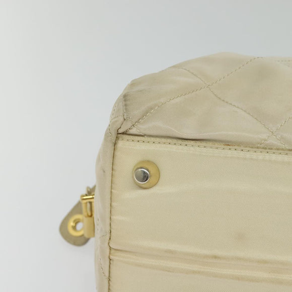 PRADA Chain Hand Bag Nylon Beige Gold Auth mr979