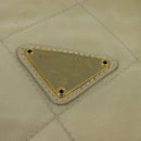 PRADA Chain Hand Bag Nylon Beige Gold Auth mr979-17