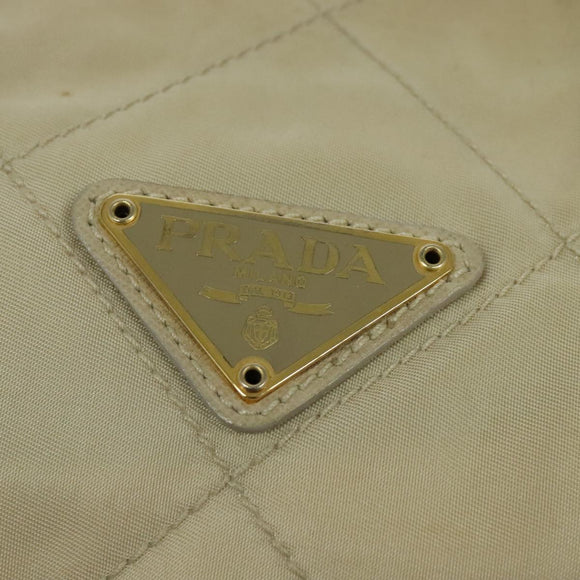 PRADA Chain Hand Bag Nylon Beige Gold Auth mr979