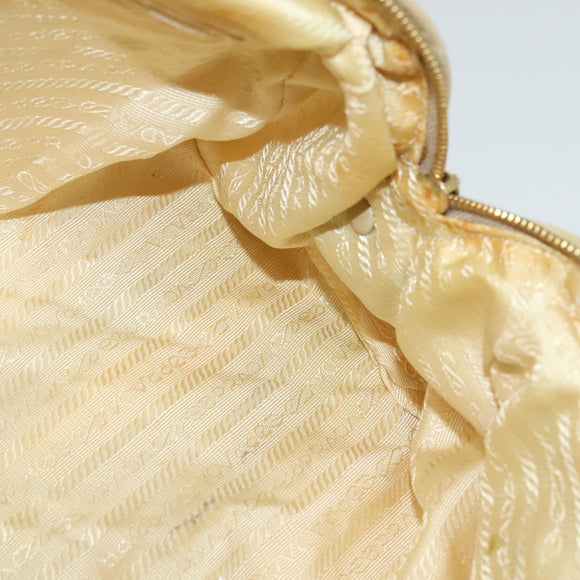 PRADA Chain Hand Bag Nylon Beige Gold Auth mr979