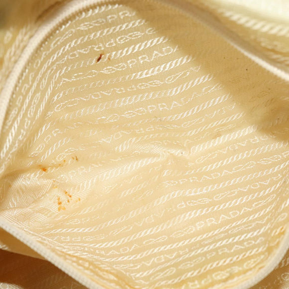 PRADA Chain Hand Bag Nylon Beige Gold Auth mr979