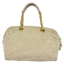 PRADA Chain Hand Bag Nylon Beige Gold Auth mr979-2
