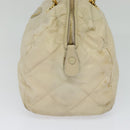 PRADA Chain Hand Bag Nylon Beige Gold Auth mr979-4