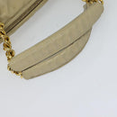 PRADA Chain Hand Bag Nylon Beige Gold Auth mr979-7