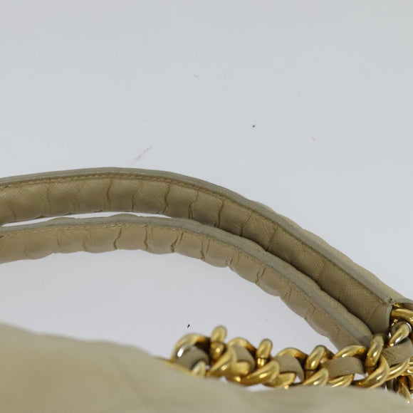 PRADA Chain Hand Bag Nylon Beige Gold Auth mr979