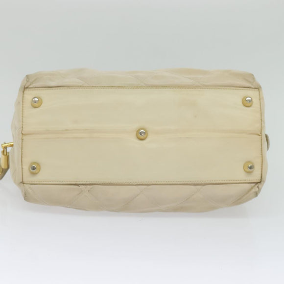 PRADA Chain Hand Bag Nylon Beige Gold Auth mr979
