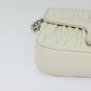 PRADA Gathered Chain Shoulder Bag Leather White Silver Auth mr992-15
