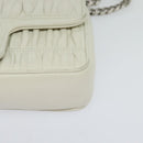 PRADA Gathered Chain Shoulder Bag Leather White Silver Auth mr992-9