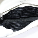 PRADA Gathered Chain Shoulder Bag Leather White Silver Auth mr992-11