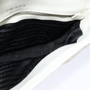 PRADA Gathered Chain Shoulder Bag Leather White Silver Auth mr992-20