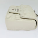 PRADA Gathered Chain Shoulder Bag Leather White Silver Auth mr992-4