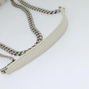 PRADA Gathered Chain Shoulder Bag Leather White Silver Auth mr992-7