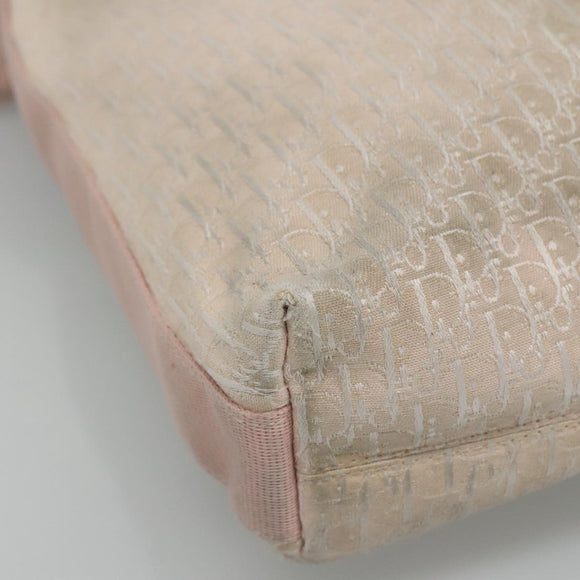 Christian Dior Trotter Canvas Shoulder Bag Beige Pink Silver Auth mr996