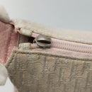 Christian Dior Trotter Canvas Shoulder Bag Beige Pink Silver Auth mr996-10