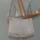 Christian Dior Trotter Canvas Shoulder Bag Beige Pink Silver Auth mr996-21
