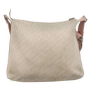 Christian Dior Trotter Canvas Shoulder Bag Beige Pink Silver Auth mr996-2