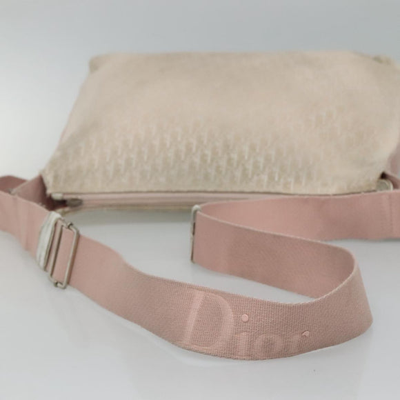 Christian Dior Trotter Canvas Shoulder Bag Beige Pink Silver Auth mr996