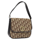 Christian Dior Trotter Canvas Shoulder Bag Brown Gold Auth MX010-1