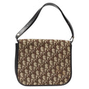 Christian Dior Trotter Canvas Shoulder Bag Brown Gold Auth MX010-2
