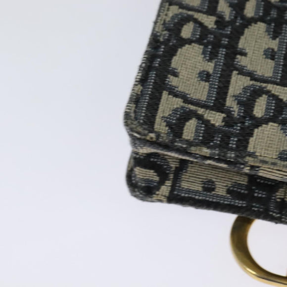 Christian Dior Oblique Chain Trotter Canvas Shoulder Bag Navy Auth MX012