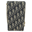 Christian Dior Oblique Chain Trotter Canvas Shoulder Bag Navy Auth MX012-2