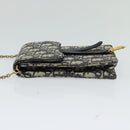 Christian Dior Oblique Chain Trotter Canvas Shoulder Bag Navy Auth MX012-3