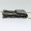 Christian Dior Oblique Chain Trotter Canvas Shoulder Bag Navy Auth MX012-4