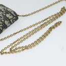 Christian Dior Oblique Chain Trotter Canvas Shoulder Bag Navy Auth MX012-7