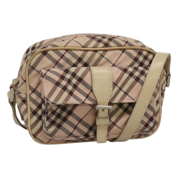 BURBERRY Nova Check Blue Label Shoulder Bag Nylon Pink Silver Auth MX014