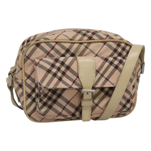 BURBERRY Nova Check Blue Label Shoulder Bag Nylon Pink Silver Auth MX014