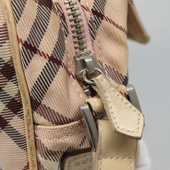 BURBERRY Nova Check Blue Label Shoulder Bag Nylon Pink Silver Auth MX014