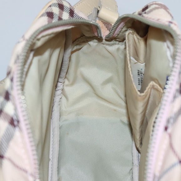BURBERRY Nova Check Blue Label Shoulder Bag Nylon Pink Silver Auth MX014