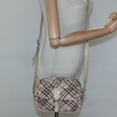 BURBERRY Nova Check Blue Label Shoulder Bag Nylon Pink Silver Auth MX014-22