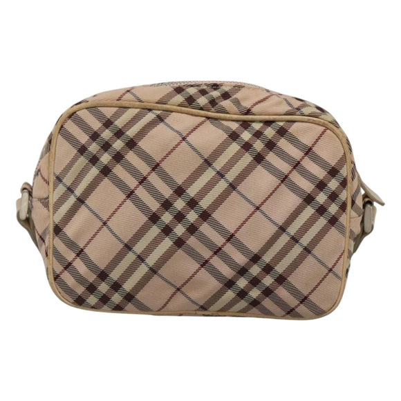 BURBERRY Nova Check Blue Label Shoulder Bag Nylon Pink Silver Auth MX014