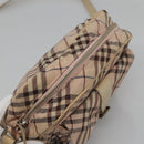 BURBERRY Nova Check Blue Label Shoulder Bag Nylon Pink Silver Auth MX014-6