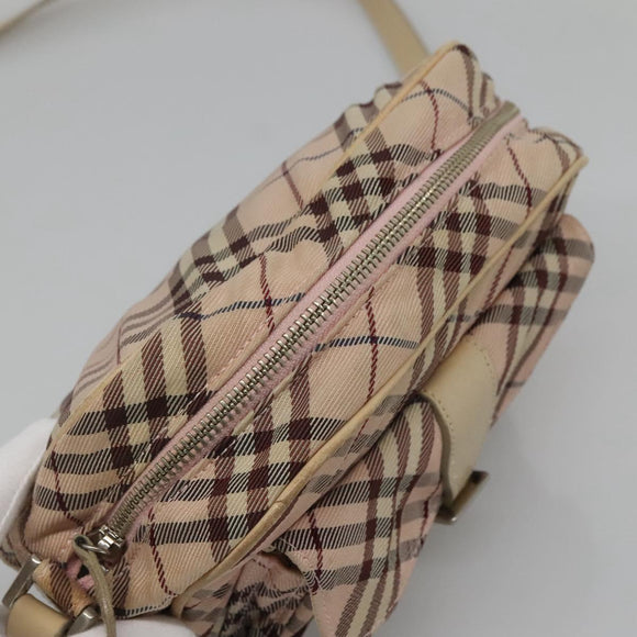 BURBERRY Nova Check Blue Label Shoulder Bag Nylon Pink Silver Auth MX014