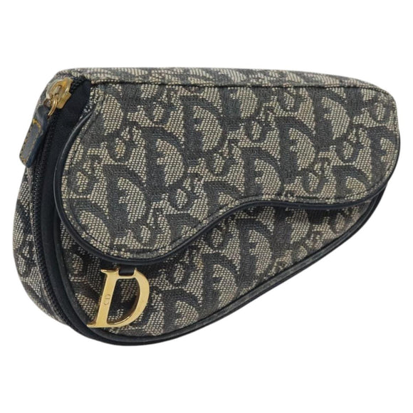 Christian Dior Trotter Canvas Saddle Pouch Navy Auth MX016